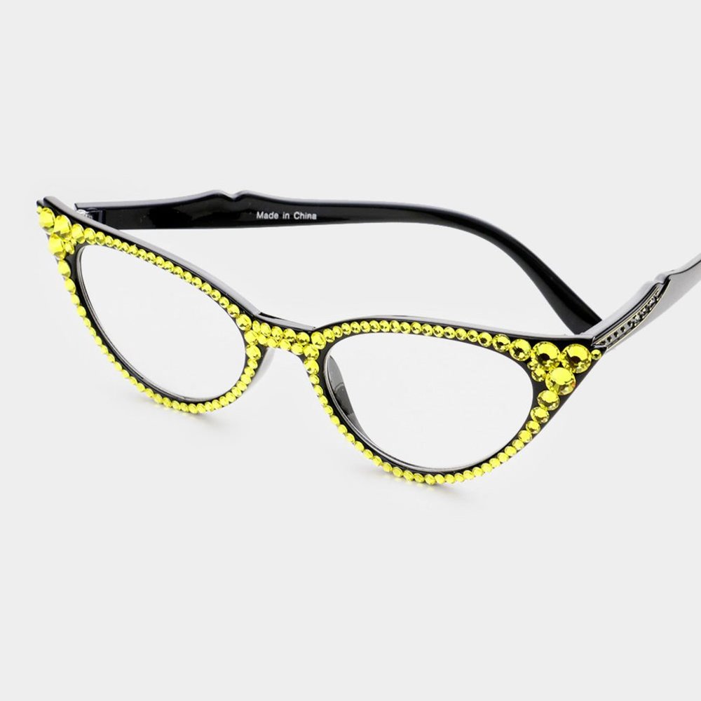 Austrian Crystal Cateye Reading Glasses, Vintage Crystal Reading Glasses - Picture 9 of 11